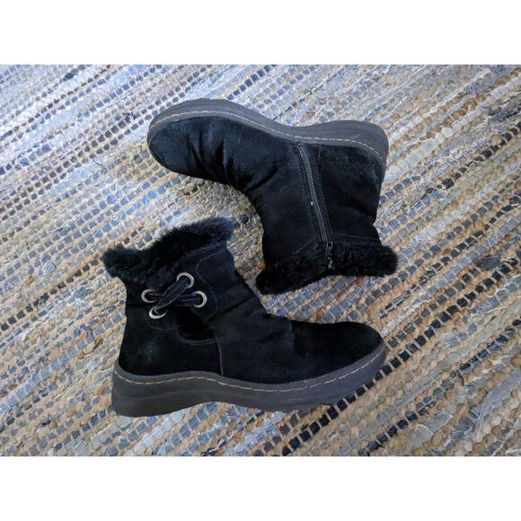 Baretraps Womens 7.5 Adalyn Boots Black Suede Winter Faux Fur Zipper Booties - Picture 2 of 9